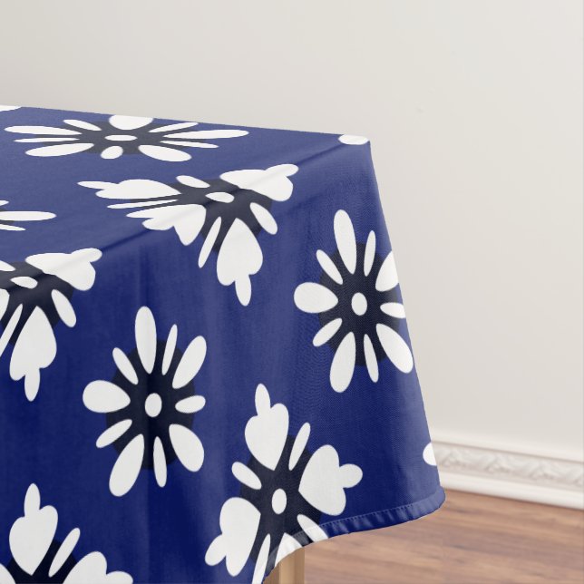 Katazome weiße Blumen auf Indigo Tischdecke (Beispiel)
