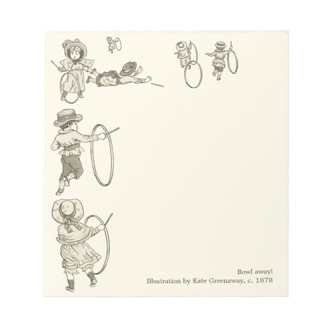 Kate Greenaway Hoop rollt Kinder wegbowl Notizblock (Vorderseite)