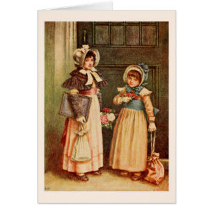 Kate Greenaway: Zwei Mädchen, die zur Schule gehen