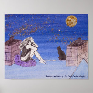 Kate on the Rooftop - Fantasy Self Portrait Poster