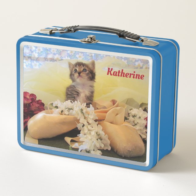 Kate the Ballerina Kitten / Katze Metall Brotdose (Vorderseite)