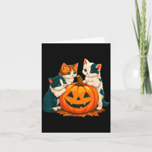 Kater auf Kürbis Halloween Icons Herbst Design Karte