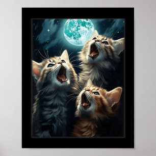 Kater heulen bei Mond Funny Cat Meme Alpha-Männche Poster