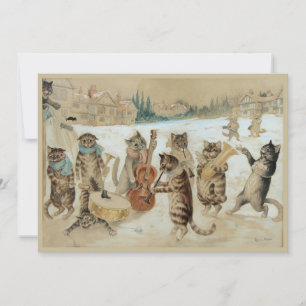 Kater singen Weihnachtslieder auf einer Postkarte
