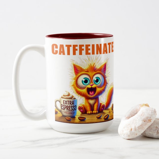 KATFFEINIERT ZWEIFARBIGE TASSE (Mit Donut)