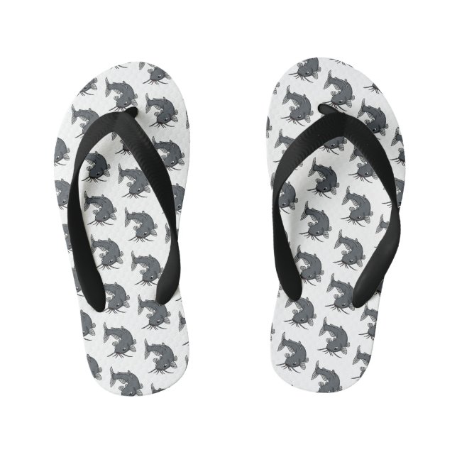 Katfish Cartoon Illustration Kinderbadesandalen (Fußbett)