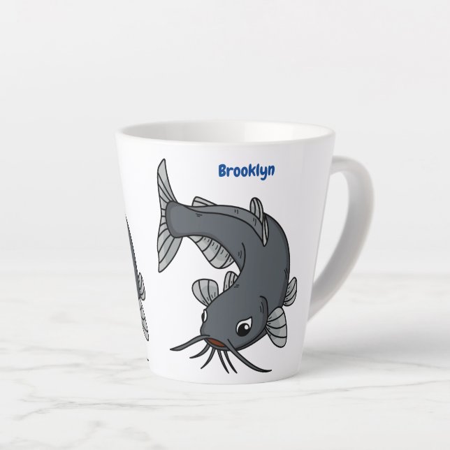 Katfish Cartoon Illustration Milchtasse (Rechte Ecke)