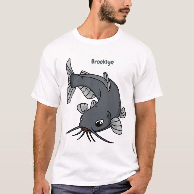 Katfish Cartoon Illustration T-Shirt (Vorderseite)