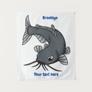 Katfish Cartoon Illustration Wandteppich
