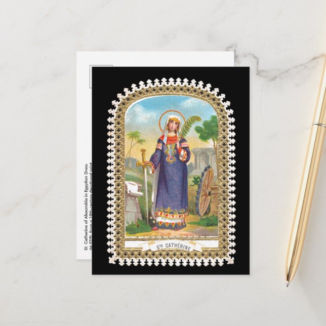 Katharina von Alexandria in der ägyptischen Kleide Postkarte (Vorderseite/Rückseite Beispiel)