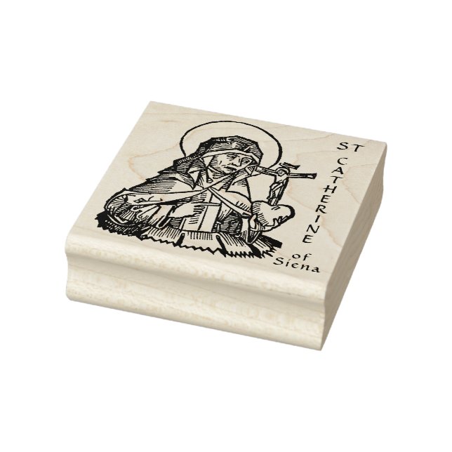 Katharina von Siena mit Crucifix-Topped Herz Gummistempel (Stempel)