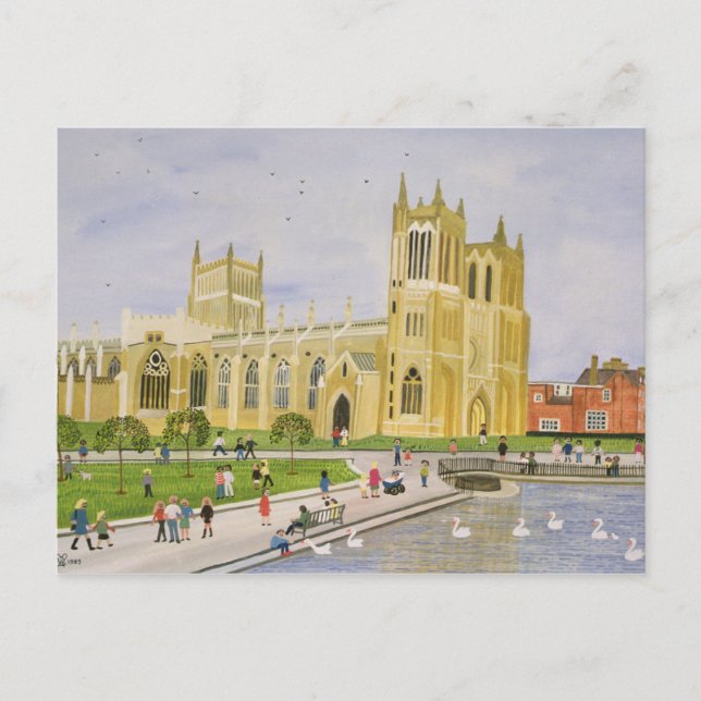Kathedrale Bristol und Uni Grün 1989 Postkarte (Vorderseite)