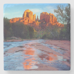 Kathedrale Felsen reflektieren Oak Creek bei Sonne Steinuntersetzer