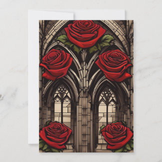 Kathedrale Fenster und Rose Gotische Hochzeit Einladung
