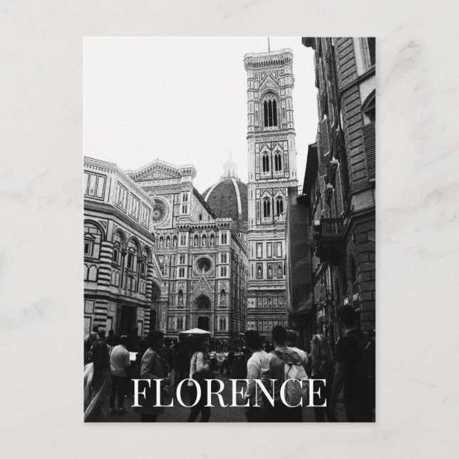 Kathedrale Florenz + Touristen Italien (BW) Postkarte (Vorderseite)