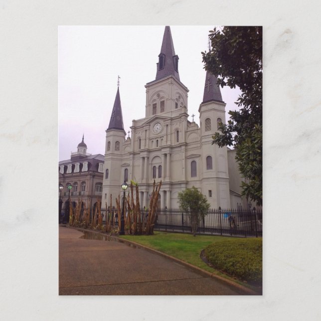 Kathedrale in Regen, New Orleans Postkarte (Vorderseite)