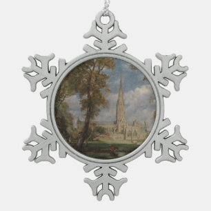 Kathedrale John Constables Salisbury vom Bish Schneeflocken Zinn-Ornament