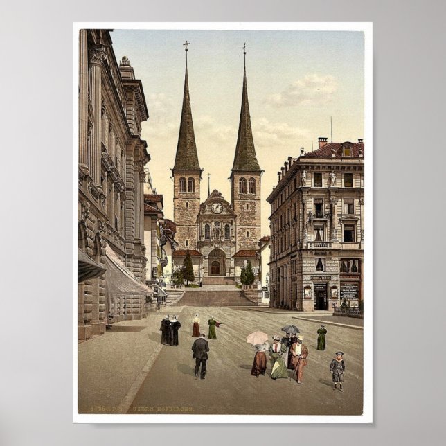 Kathedrale, Luzern, Schweiz Vintag Fotografie Poster (Vorne)