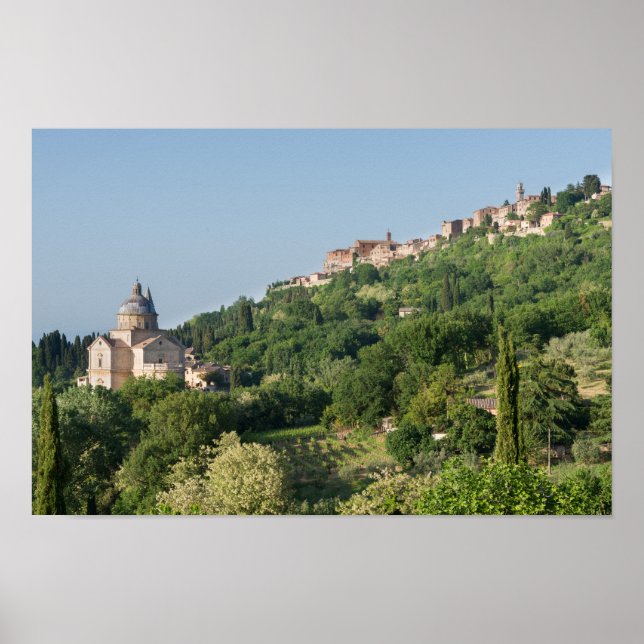 Kathedrale Montepulciano und Stadtplakat Poster (Vorne)