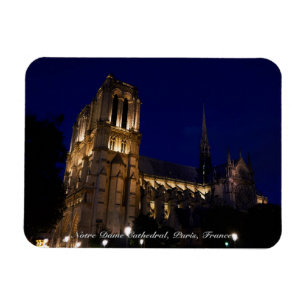 Kathedrale Notre-Dame bei Nacht, Paris, Frankreich Magnet