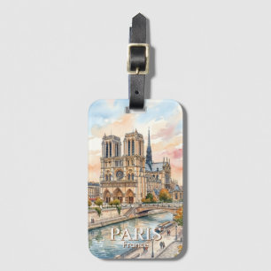 Kathedrale Notre Dame de Paris Aquarell Reise Gepäckanhänger