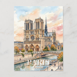 Kathedrale Notre Dame de Paris Aquarell Reise Postkarte