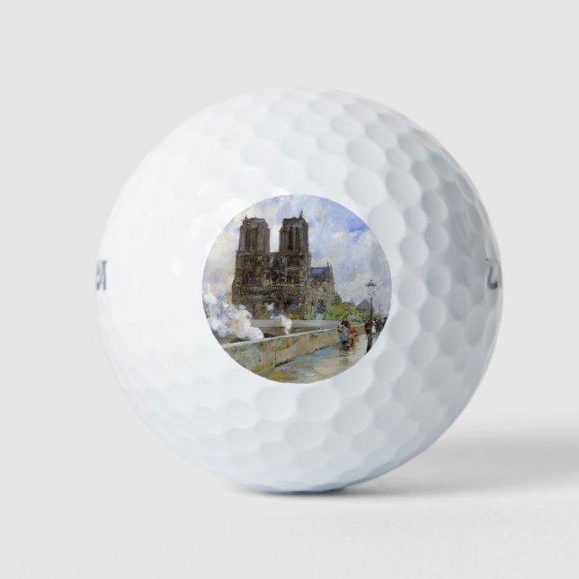 Kathedrale Notre Dame (Paris, Frankreich) (Vintage Golfball (Vorderseite)