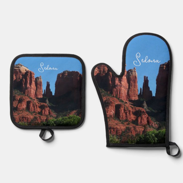 Kathedrale Rock in Sedona Ofenhandschuh & Topflappen-Set (Vorderseite)