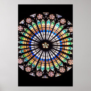 Kathedrale Rosette aus Buntglas Poster