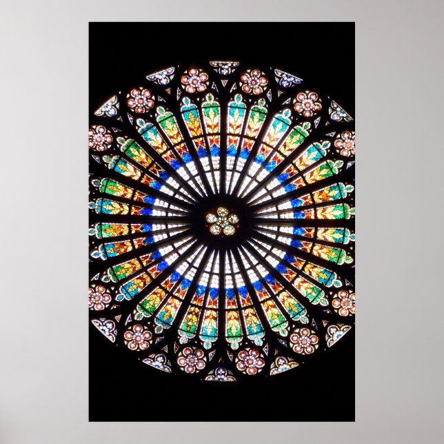 Kathedrale Rosette aus Buntglas Poster (Vorne)