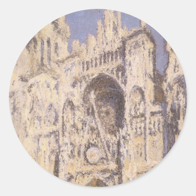 Kathedrale Rouen, Harmony Blue Gold von Claude Mon Runder Aufkleber (Vorderseite)