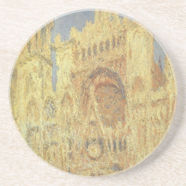Kathedrale Rouen, Sonnenuntergang von Claude Monet Sandstein Untersetzer (Vorne)
