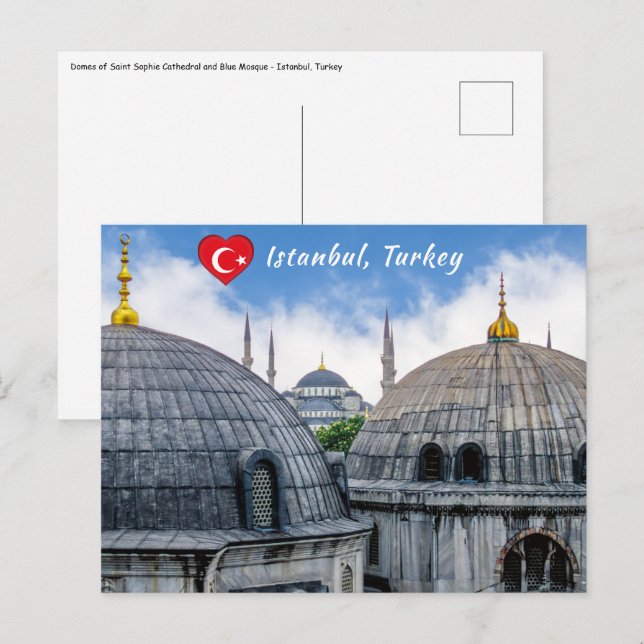 Kathedrale Saint Sophie und Blaue Moschee - Istanb Postkarte (Vorne/Hinten)