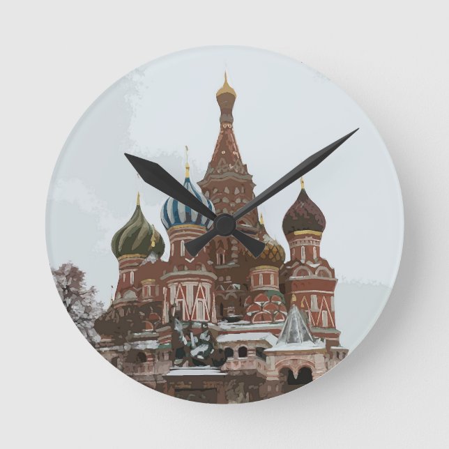 Kathedrale St. Basil_eng Runde Wanduhr (Vorderseite)