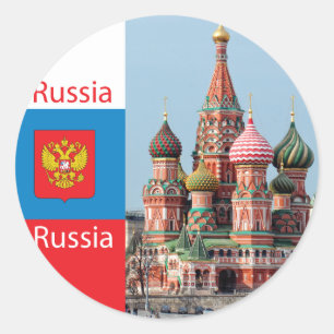 Kathedrale St. Basil. Russland Runder Aufkleber