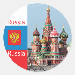 Kathedrale St. Basil. Russland Runder Aufkleber