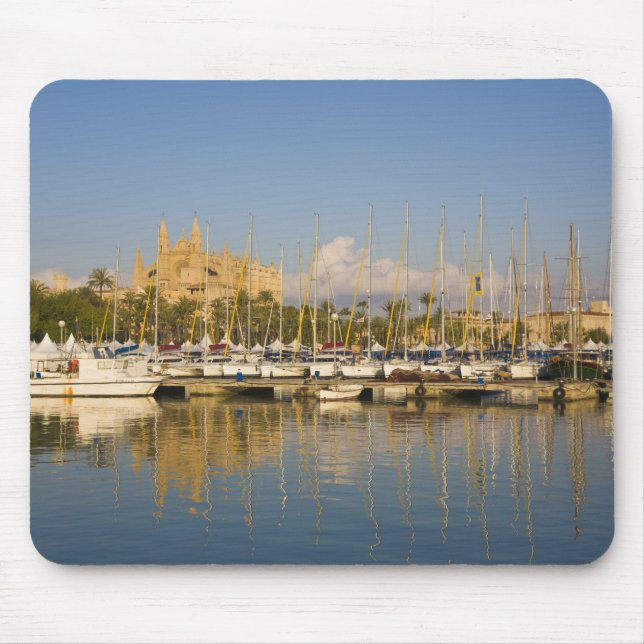 Kathedrale und Jachthafen, Palma, Mallorca, Spanie Mousepad (Vorne)