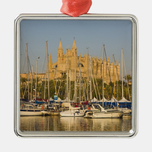 Kathedrale und Jachthafen, Palma, Mallorca, Spanie Ornament Aus Metall (Vorne)