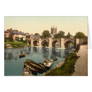 Kathedrale und Wye Bridge, Hereford, Herefordshire
