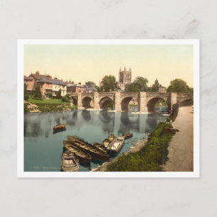 Kathedrale und Wye Bridge, Hereford, Herefordshire Postkarte