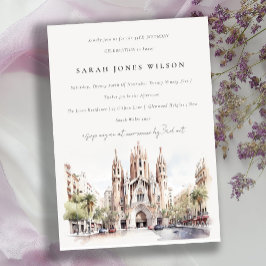 Kathedrale von Barcelona Spanien Wasserfarbe Gebur Einladung