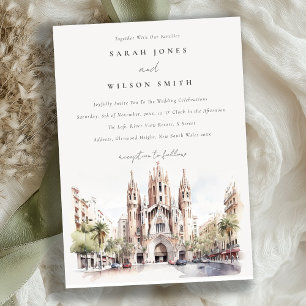 Kathedrale von Barcelona Spanien Wasserfarbenhochz Einladung