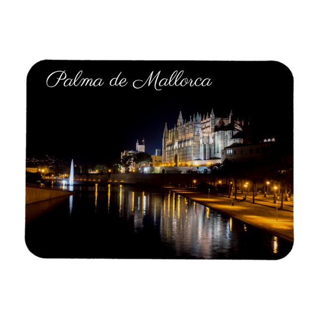 Kathedrale von Palma de Mallorca am Abend - Spanie Magnet (Horizontal)