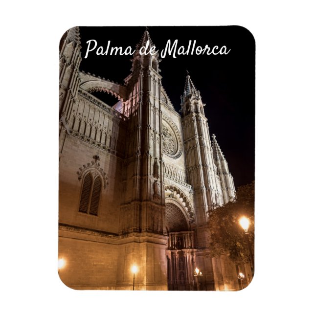 Kathedrale von Palma de Mallorca am Abend - Spanie Magnet (Vertikal)