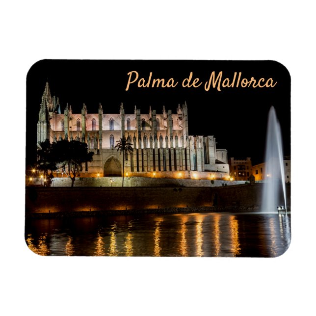Kathedrale von Palma de Mallorca am Abend - Spanie Magnet (Horizontal)