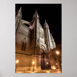 Kathedrale von Palma de Mallorca am Abend - Spanie Poster