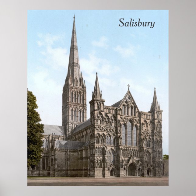 Kathedrale von Salisbury in England (c. 1900) Poster (Vorne)
