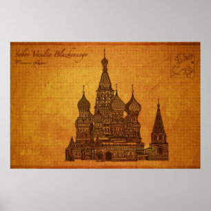 Kathedralen: Sobor Vasilia Blazhennogo, Moskau Poster