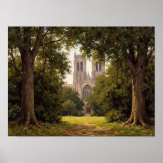 Kathedralpark-Bäume Impressionistische Ölmalerei Poster