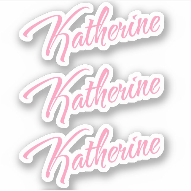 Katherine Decorative Name in Pink x3 Aufkleber (Vorderseite)